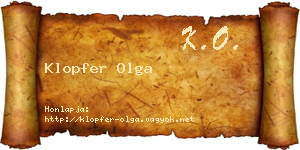 Klopfer Olga névjegykártya