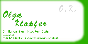 olga klopfer business card